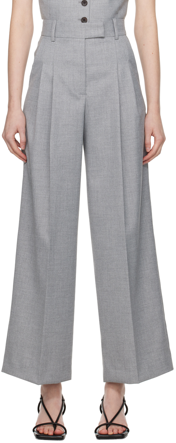 Shop By Malene Birger Gray Cymbaria Trousers In T5m Grey Melange