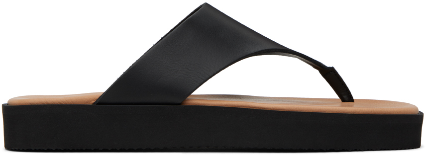 Black Marisol Flip Flops by by Malene Birger on Sale
