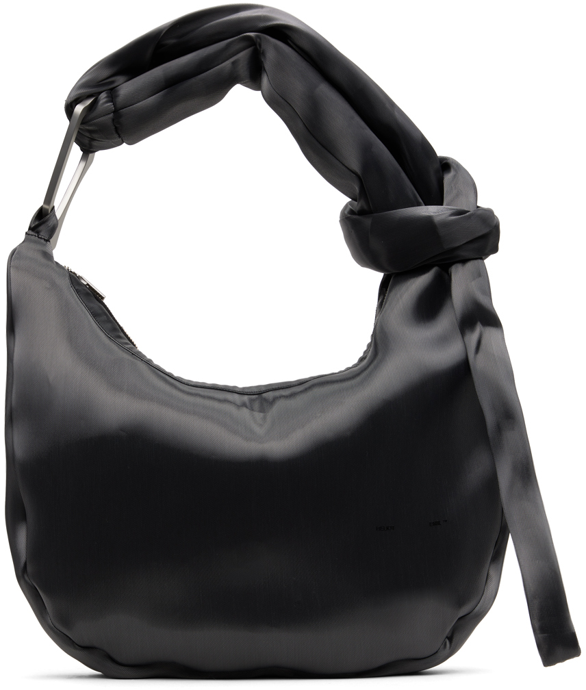 Shop Heliot Emil Gunmetal Liquid Metal Attache Bag In Black
