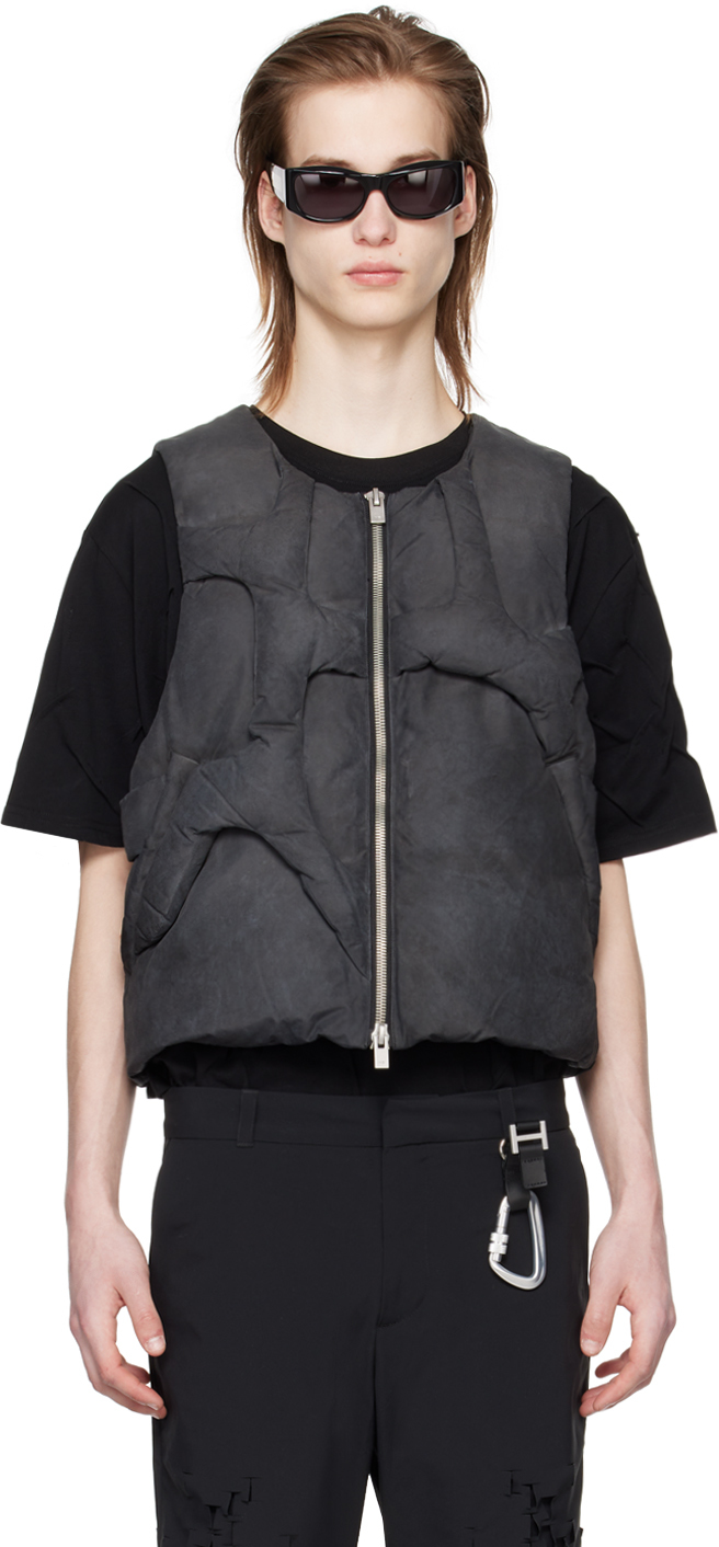 Heliot Emil Diffusion Panelled Down Gilet In Black