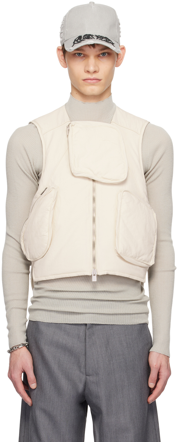 Shop Heliot Emil Off-white Pooled Vest In Stone