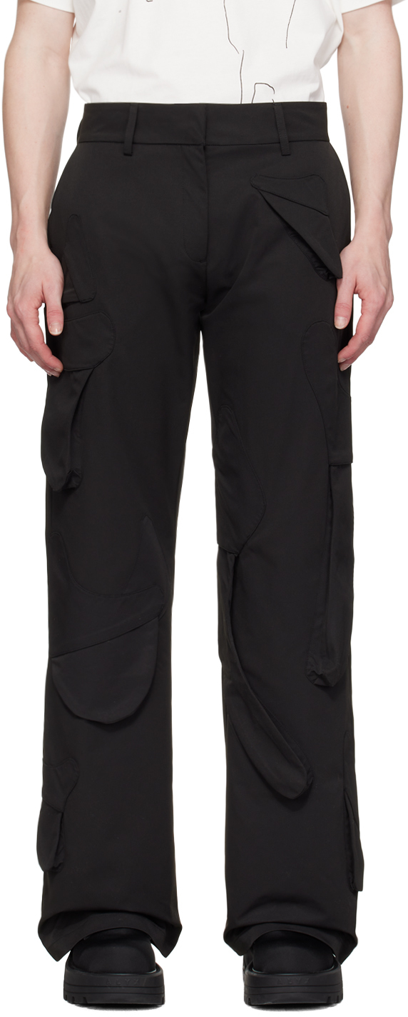 Heliot Emil Black Conflagrant Cargo Trousers
