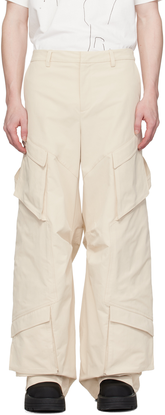 Shop Heliot Emil Beige Cellulae Cargo Pants In Stone