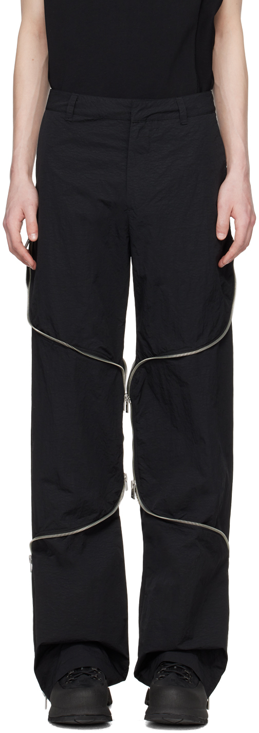 Shop Heliot Emil Black Phyllotaxis Trousers