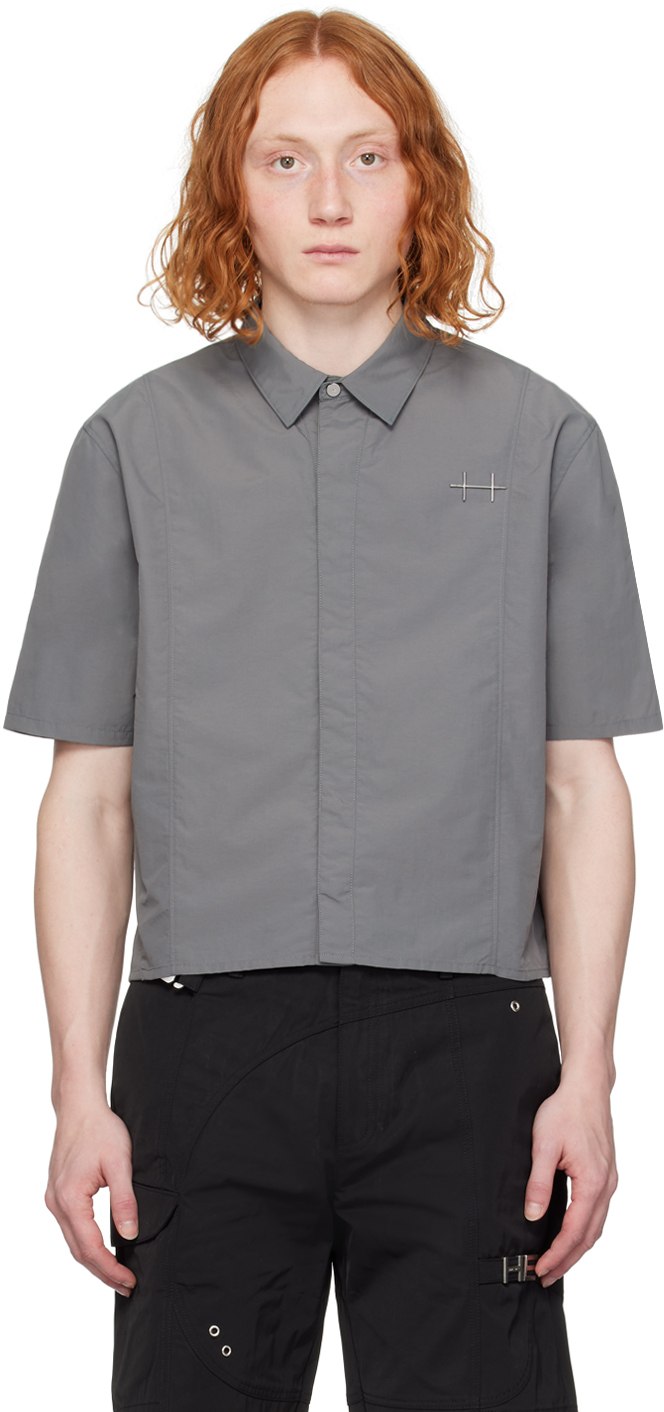 Heliot Emil Gray Plicate Shirt In Light Grey