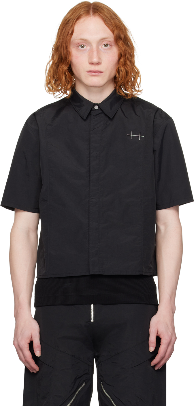 Heliot Emil Black Plicate Shirt