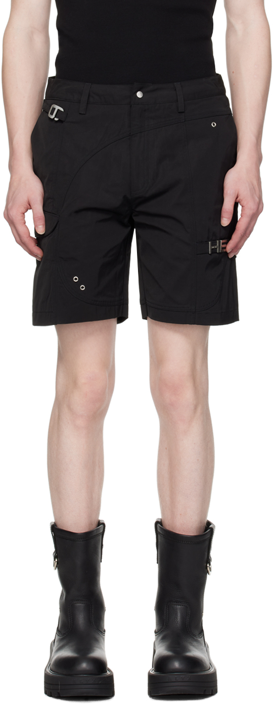 Heliot Emil Black Minimal Cargo Shorts