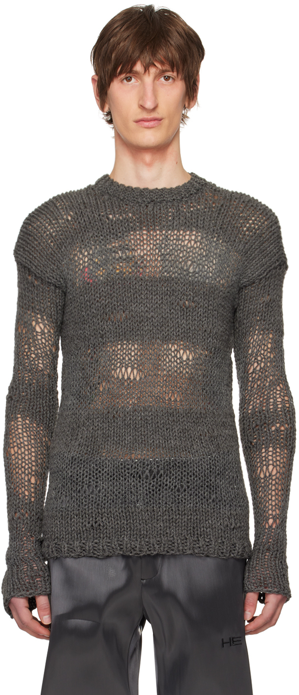 Heliot Emil Gray Symbiotical Sweater In Dark Grey