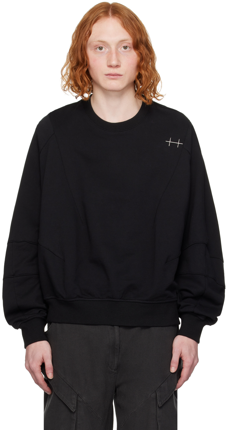 Black Plicate Sweatshirt