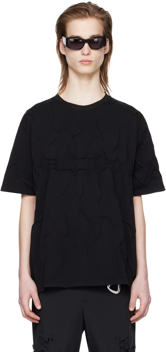【関税込み】HELIOT EMIL ブラック Quadratic Tシャツ Black Quadratic T-Shirt by HELIOT EMIL on Sale