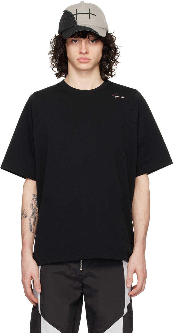 Black Plicate T-Shirt