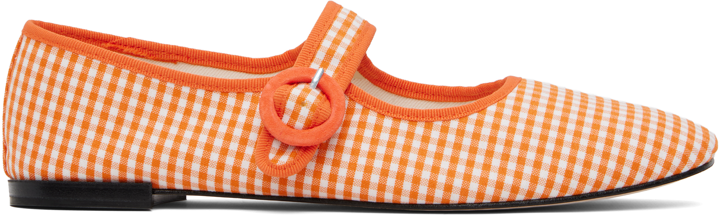 Orange & White Georgia Mary Jane Ballerina Flats