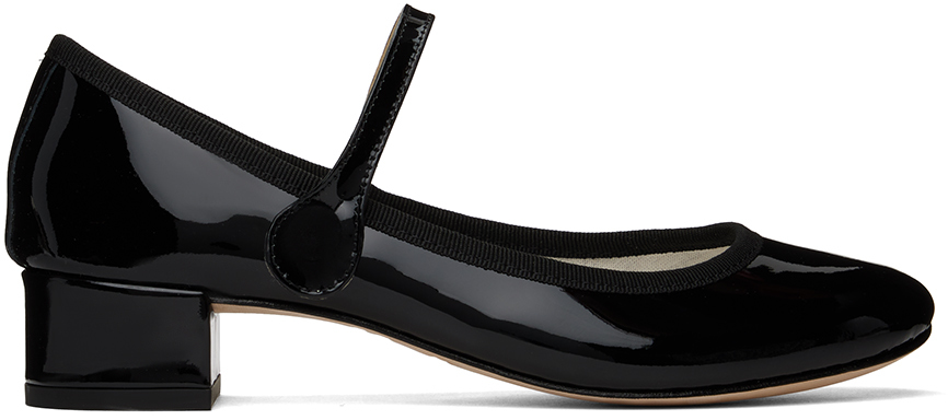 Shop Repetto Black Rose Mary Jane Heels In 410 Noir