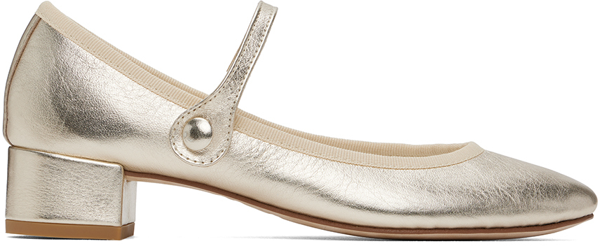 Shop Repetto Gold Rose Mary Jane Heels In 418 Bulle