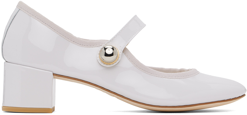 Shop Repetto Off-white Fabienne Mary Jane Heels In 1373 Arum