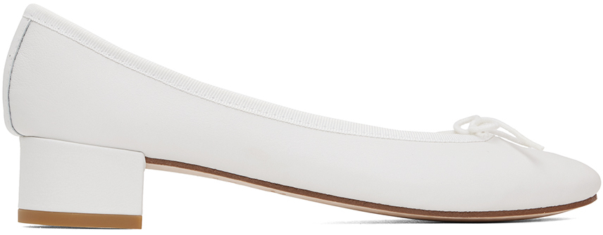 Shop Repetto White Camille Heels In 050 Blanc