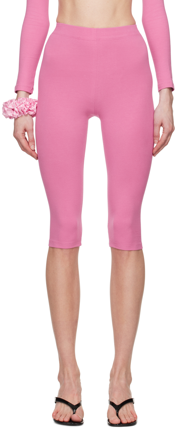 Girls Large Logo Leggings-Pink 