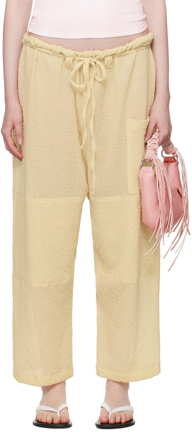 Shop Gil Rodriguez Yellow Crinkle Lou Lounge Pants In Dune