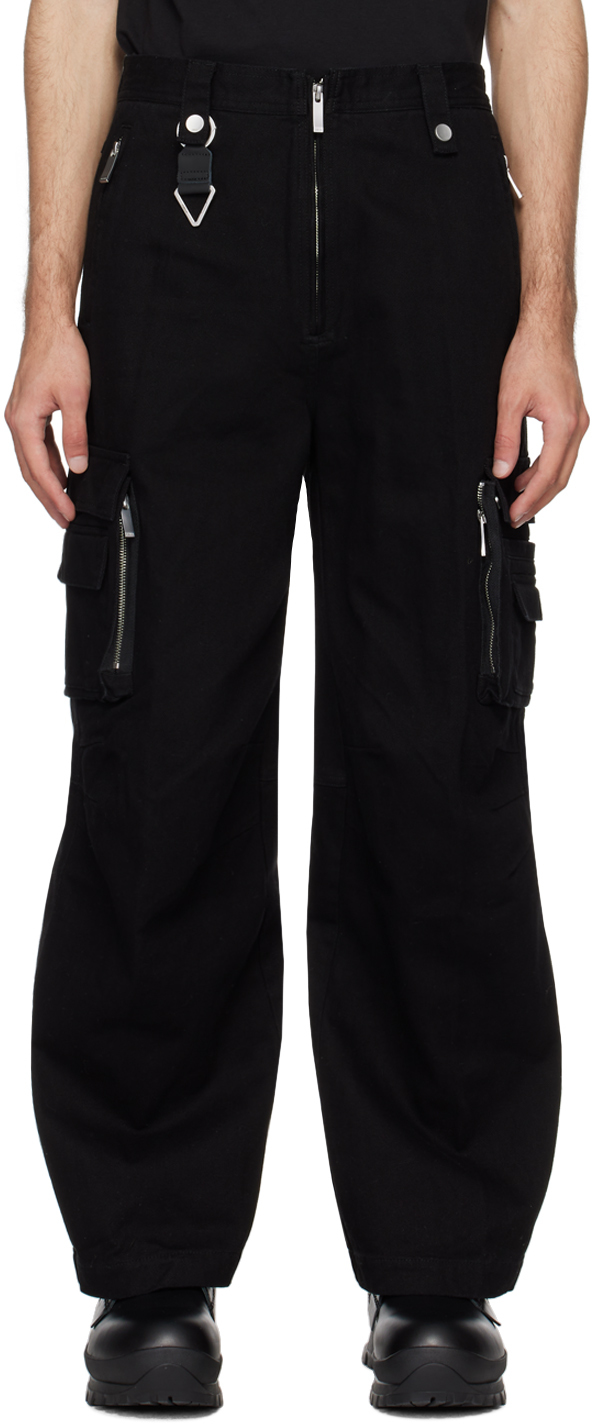 C2h4 Black Construction Cargo Pants In Faded Black