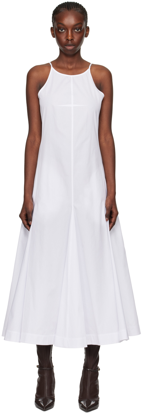 Shop Sportmax White Cactus Midi Dress In 1 Optical White