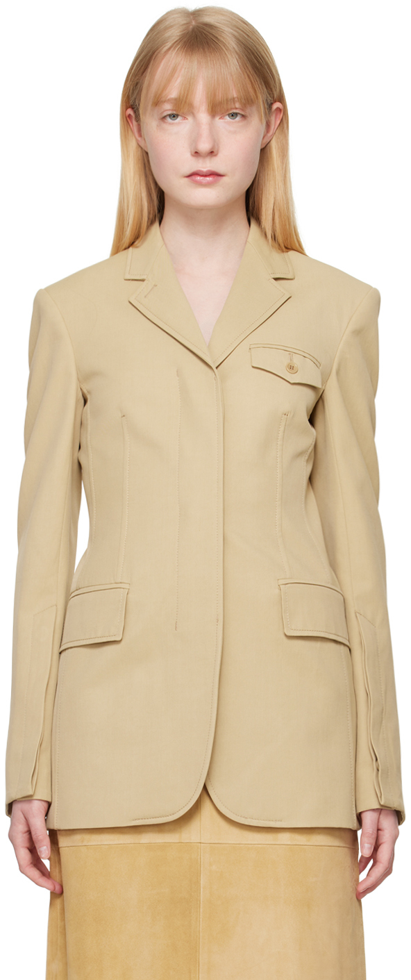 Shop Sportmax Beige Enrico Blazer In 4 Beige