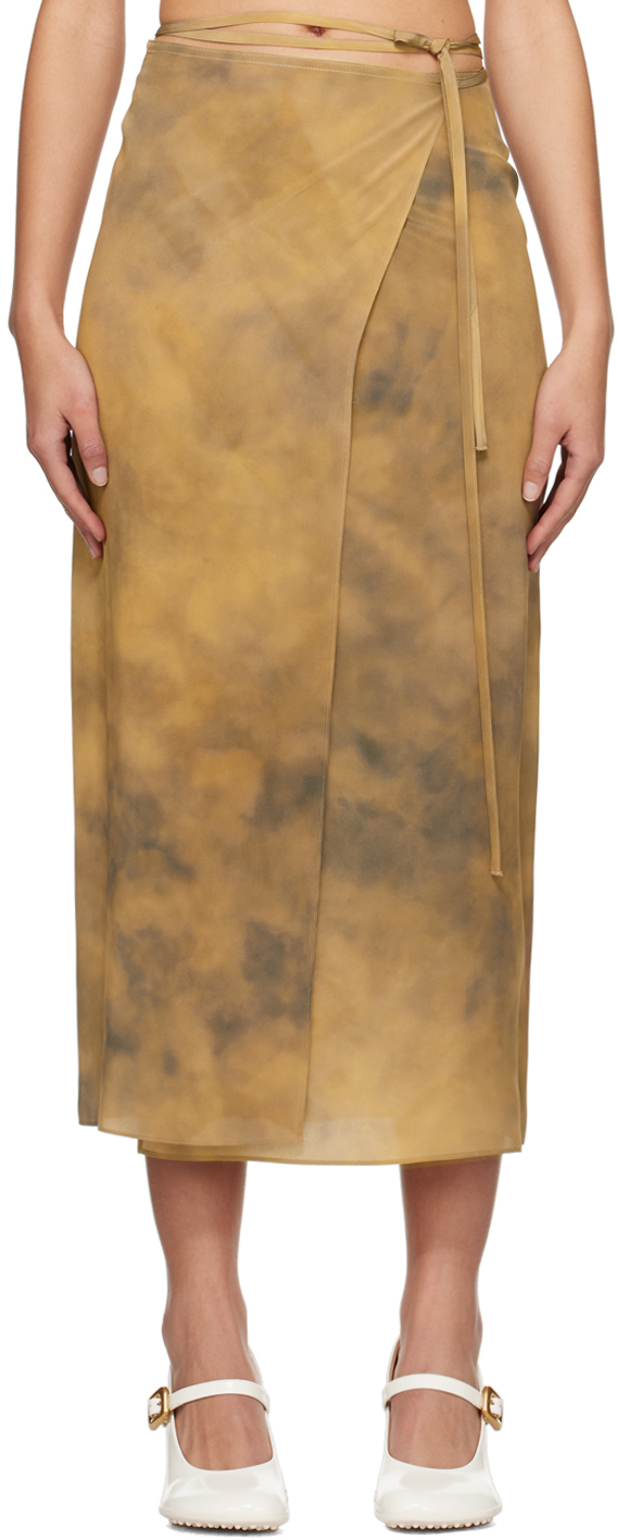 Beige Wrap Midi Skirt