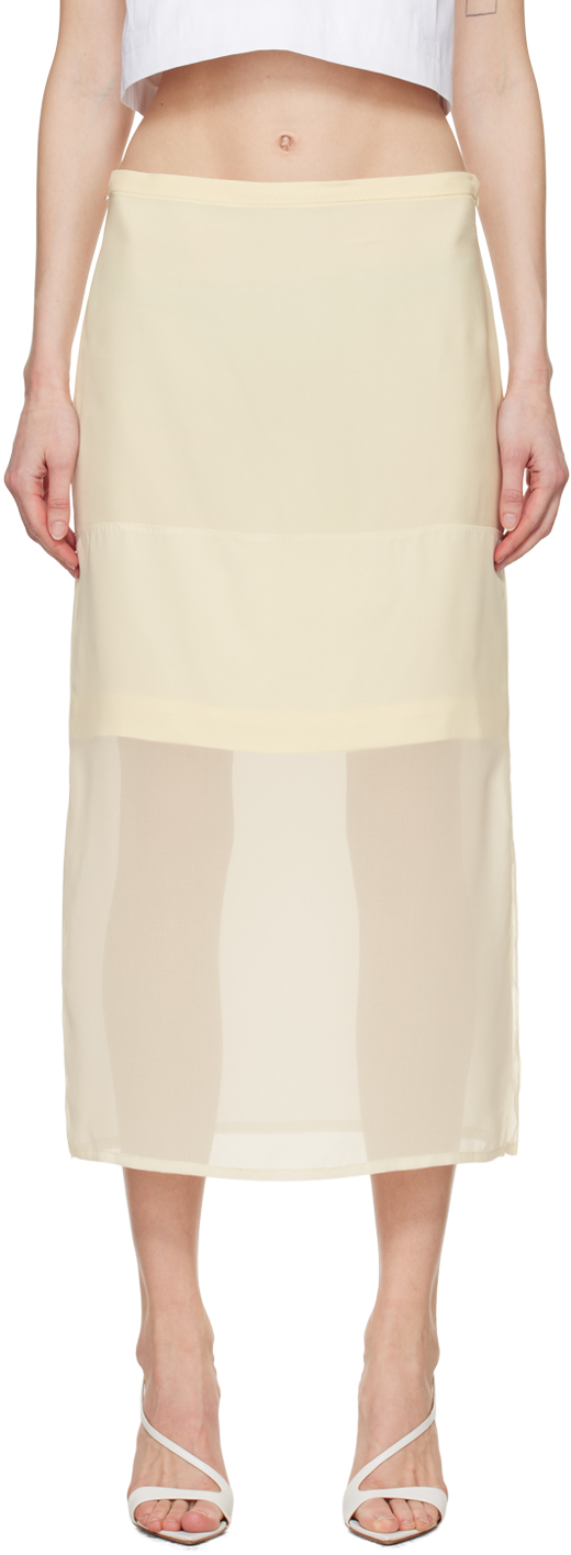Shop Sportmax Off-white Amico Midi Skirt In 1 Vanilla