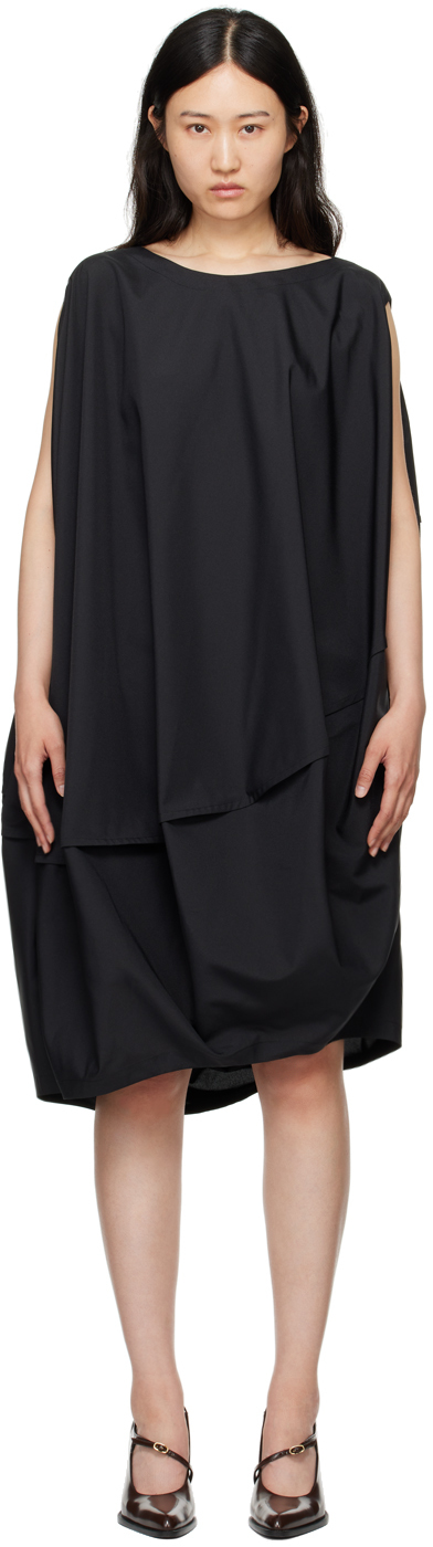 Shop 132 5. Issey Miyake Black Bubble Solid Midi Dress In 15 Black