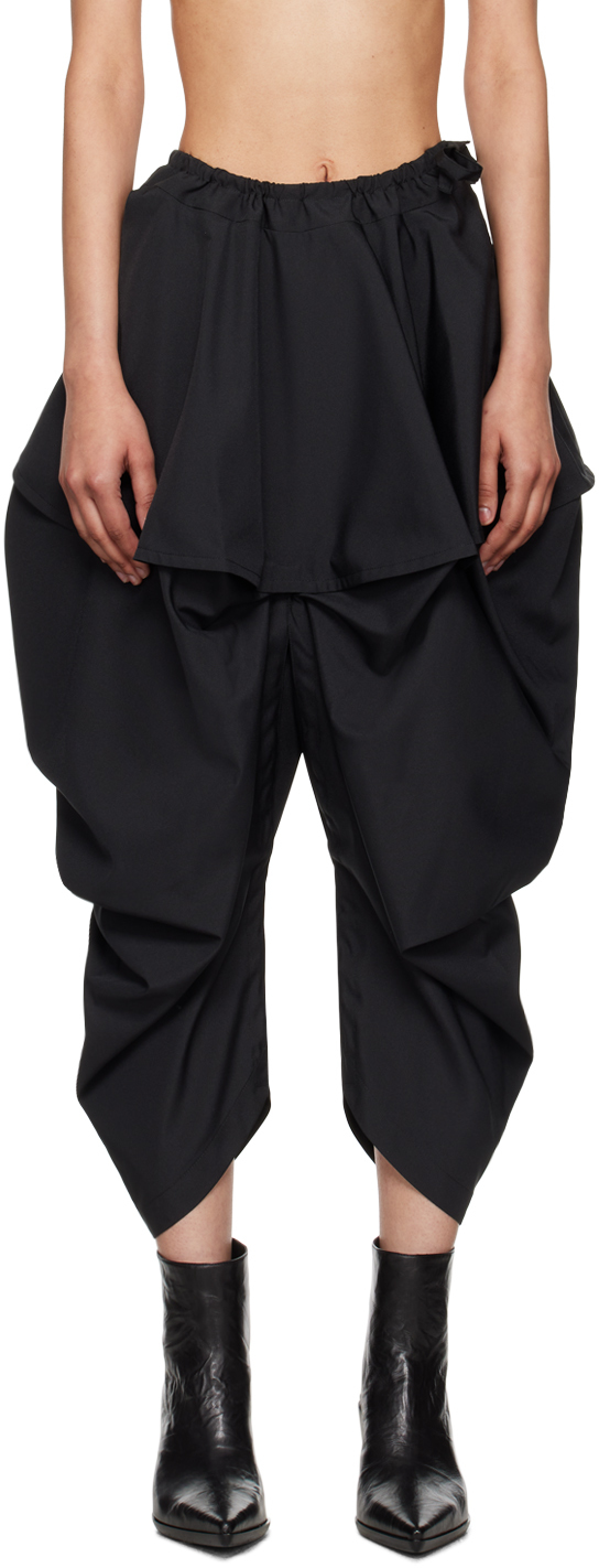 Black Bubble Solid Trousers