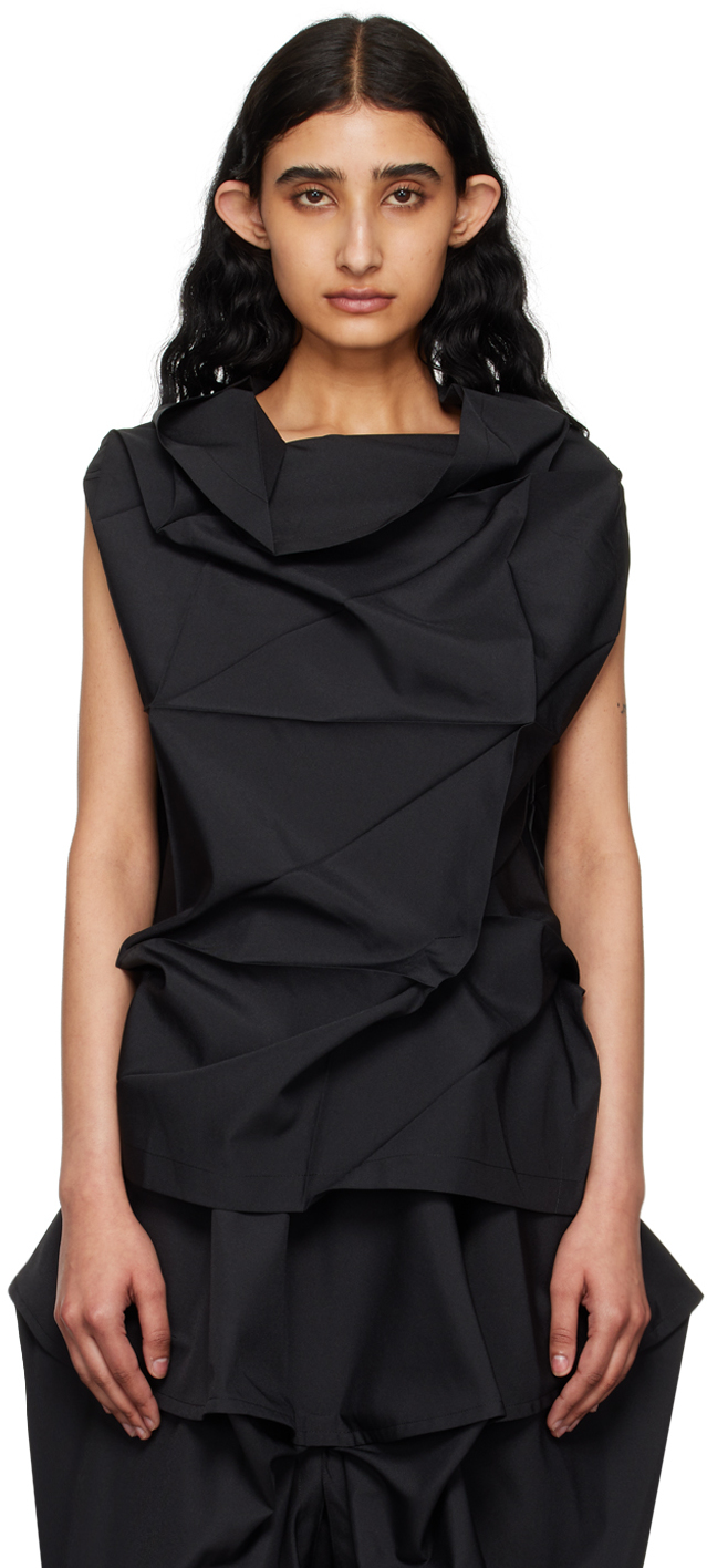 Black Solid Blouse by 132 5. ISSEY MIYAKE on Sale