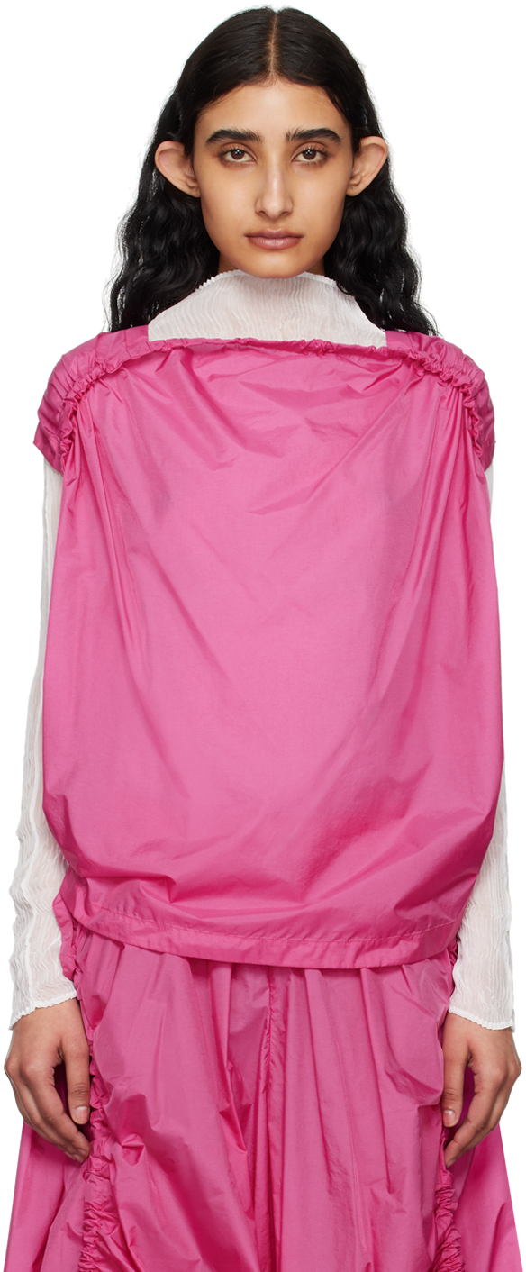 Pink Gathered Balloon Tank Top