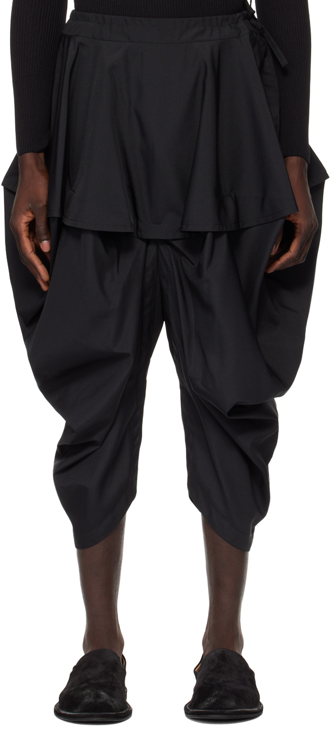 Shop 132 5. Issey Miyake Black Bubble Solid Trousers In 15-black