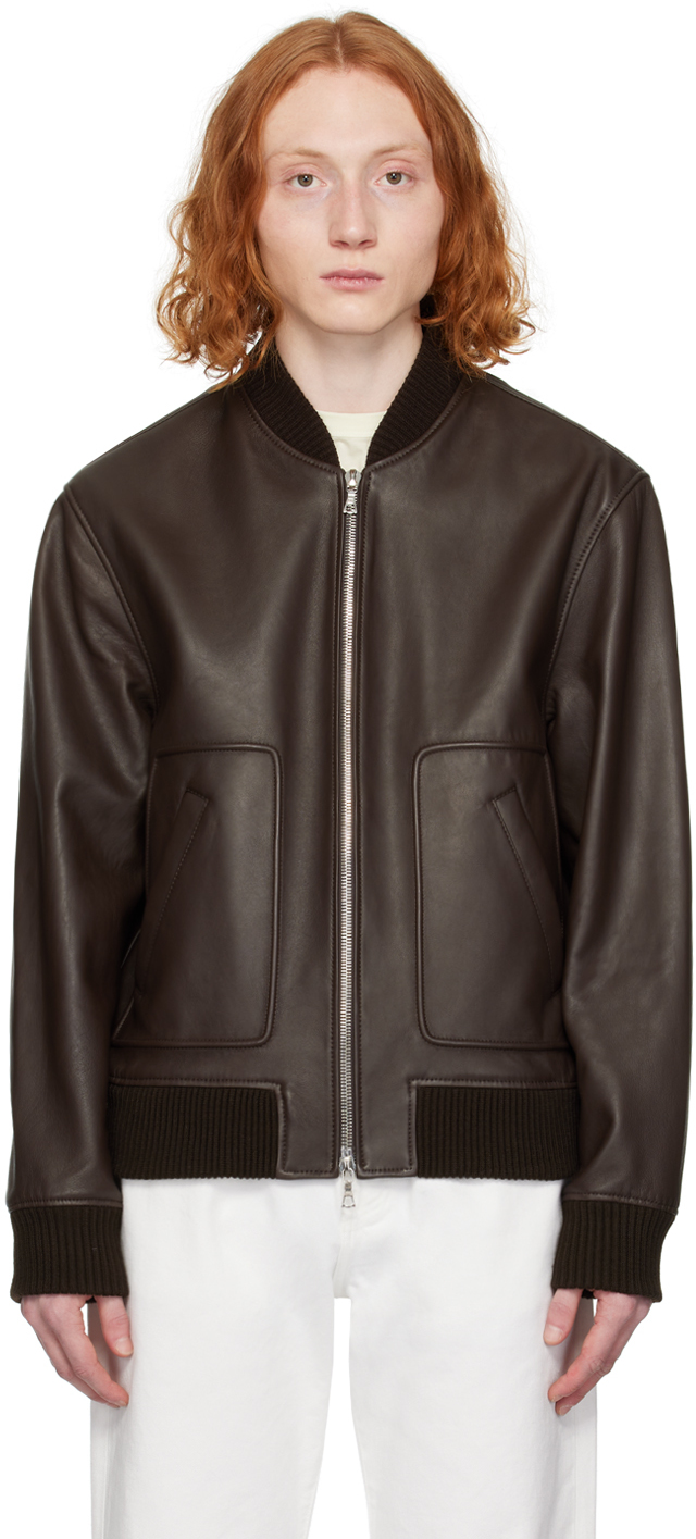 Officine Générale Brown Cesar Leather Jacket