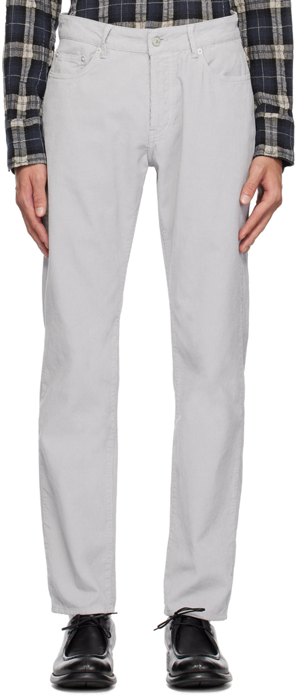 Officine Generale Gray James Trousers In Silver Grey