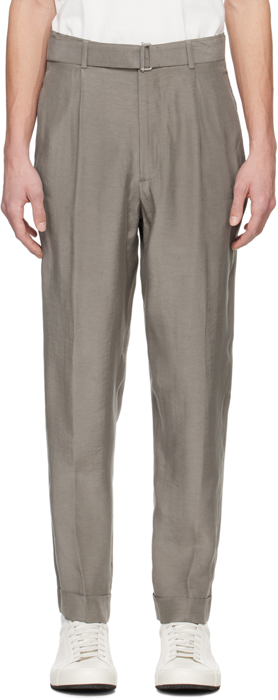 Shop Officine Generale Taupe Hugo Trousers In Concrete