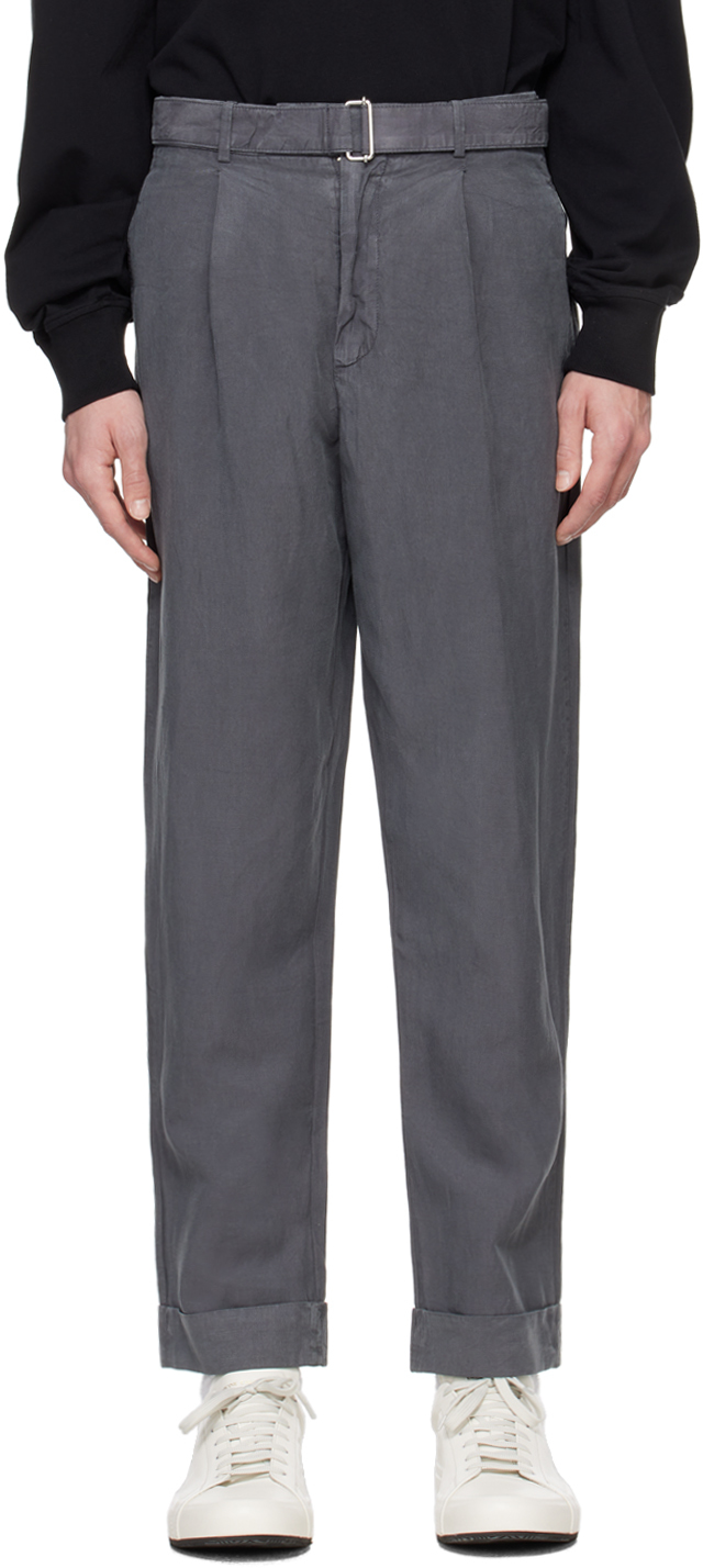 Shop Officine Generale Gray Hugo Trousers In Grey