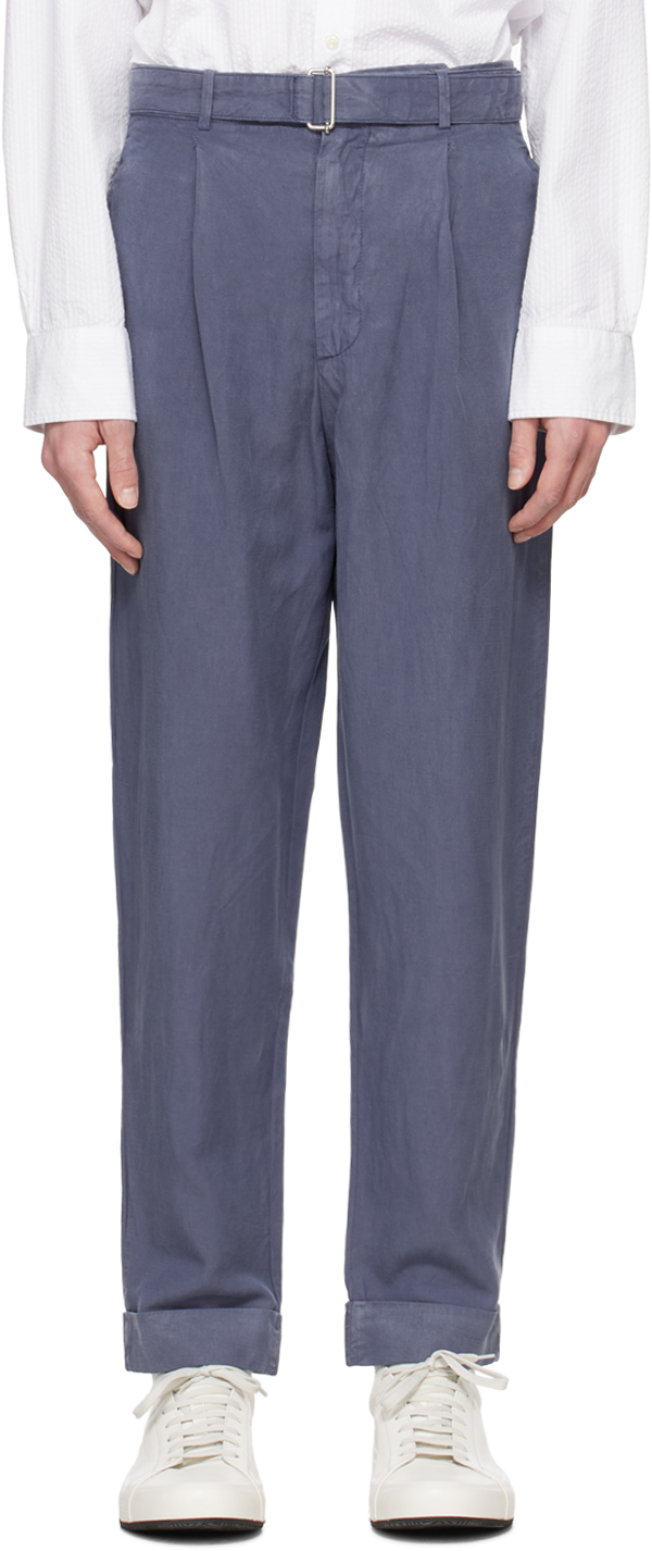 Shop Officine Generale Blue Hugo Trousers In Nightshadow