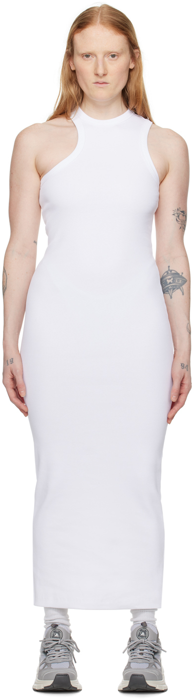 Robe longue asym trique blanche