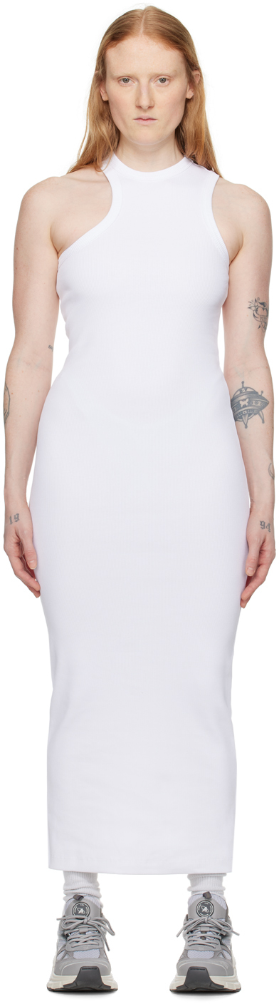 White Scoop Asymmetric Maxi Dress