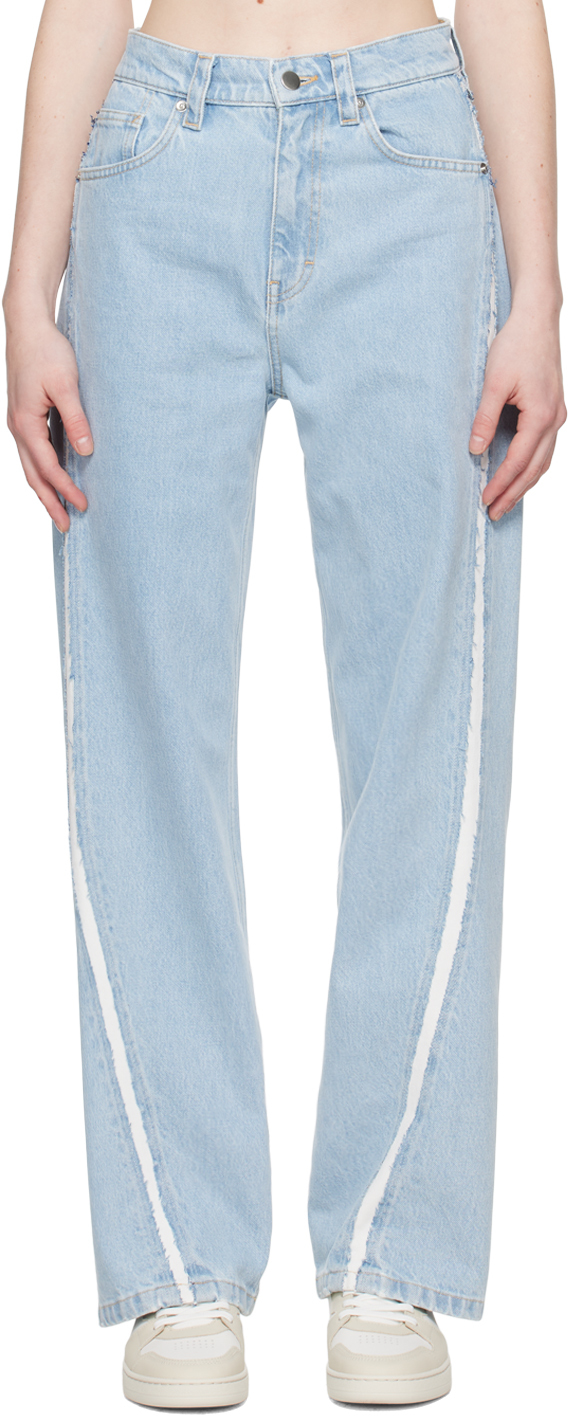 Shop Axel Arigato Blue Studio Stripe Jeans In Light Blue