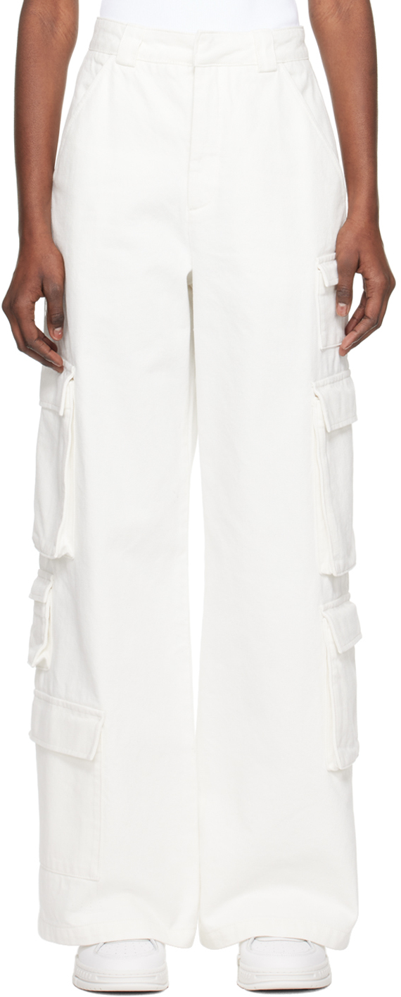 Shop Axel Arigato Off-white Roam Denim Cargo Pants In Off White