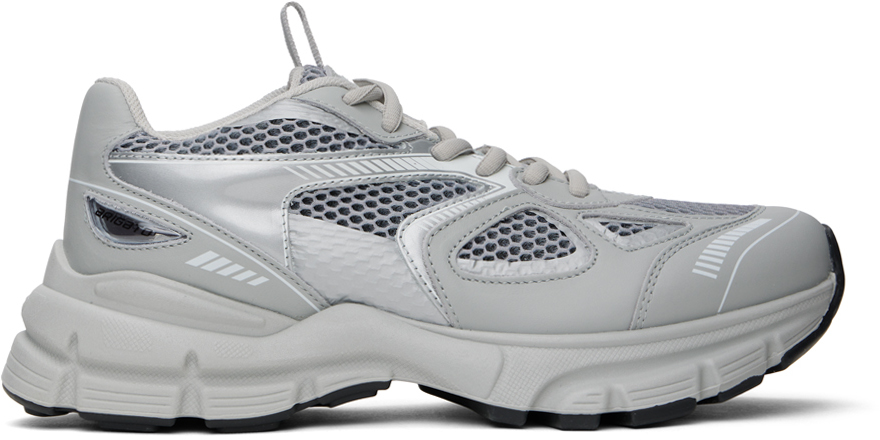 Shop Axel Arigato Gray & Silver Marathon Sneakers In Grey/silver