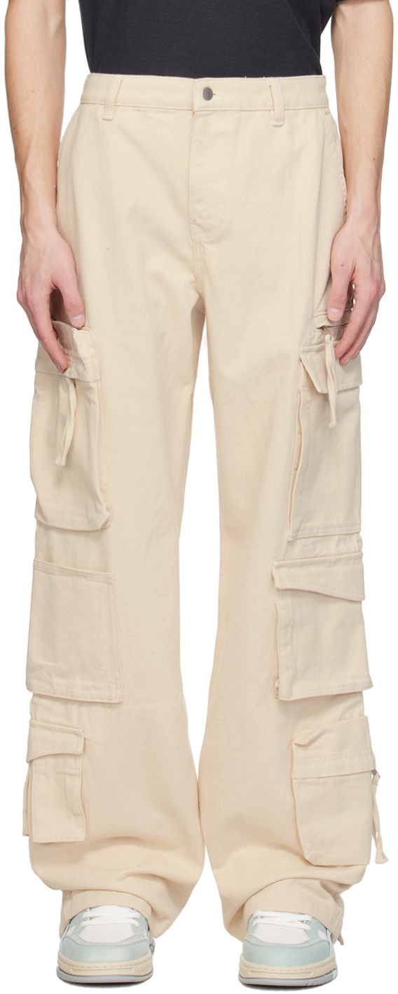 Shop Axel Arigato Beige Utility Denim Cargo Pants In Off White
