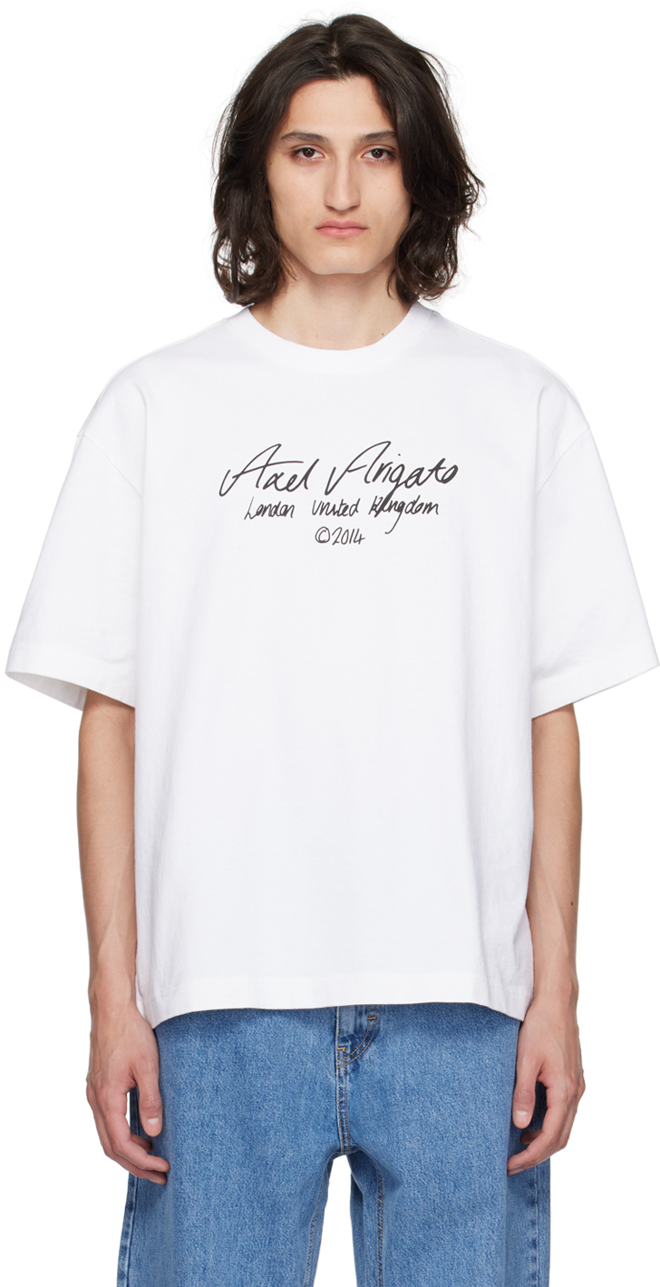 Axel Arigato Essential T-shirt White T-shirt With Italic Logo Print - Essential T-shirt In Bianco
