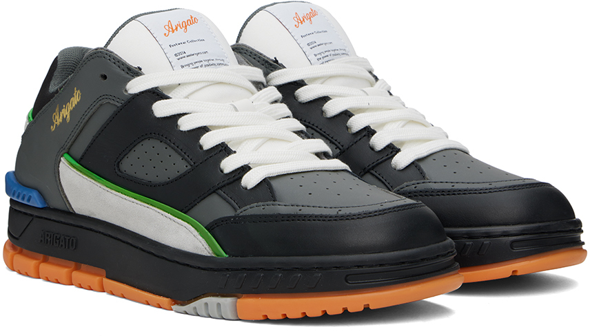 Axel Arigato Area Leather Sneakers In Dark Grey / Orange