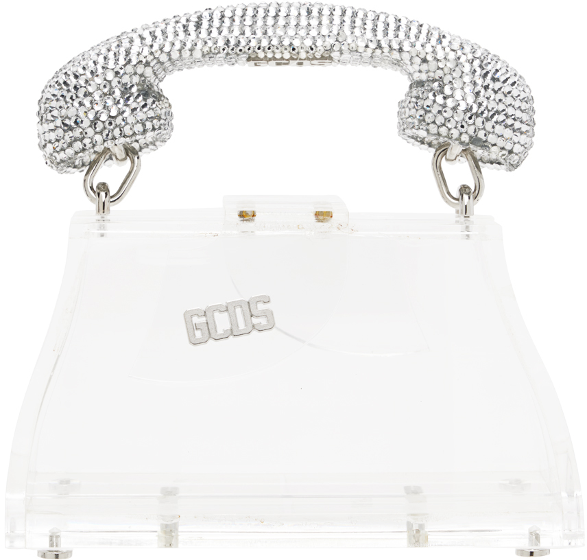 Shop Gcds Transparent Call Me Comma Bling Baby Bag In 1 Silver
