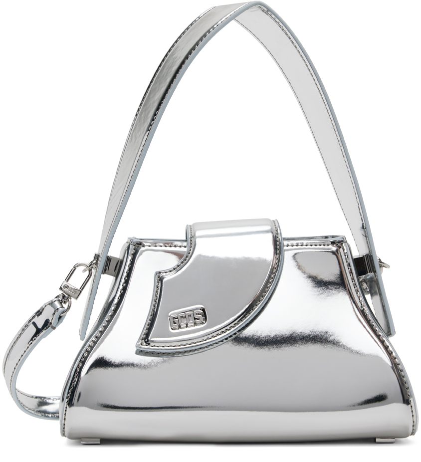 Shop Gcds Silver Comma Mirror Small Top Handle Bag In 1 Silver