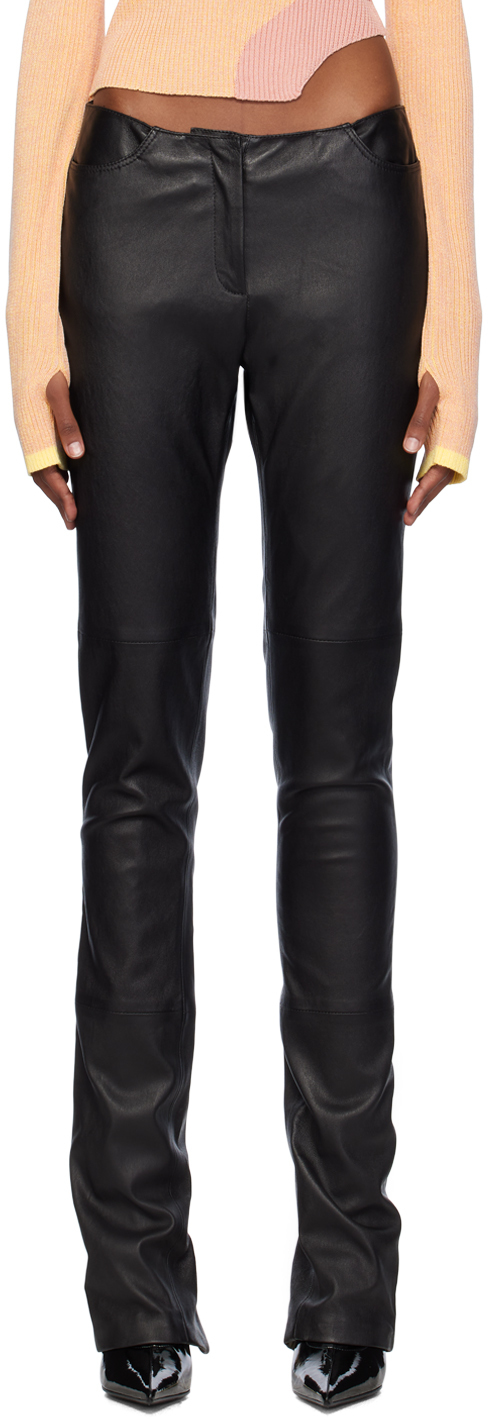 Gcds Black Multi-zip Leather Pants In 99 Black