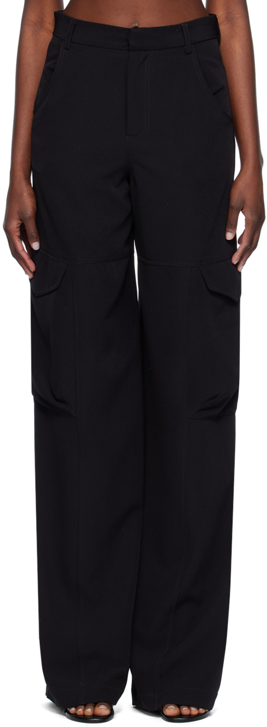 Shop Gcds Black Ultracargo Trousers In 99 Nero