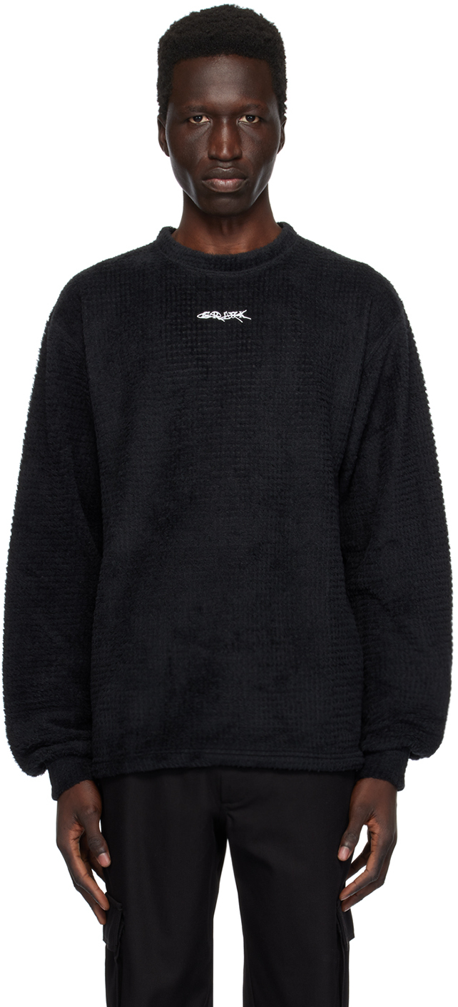 Gr10k Logo-embroidered Knitted Jumper In Black